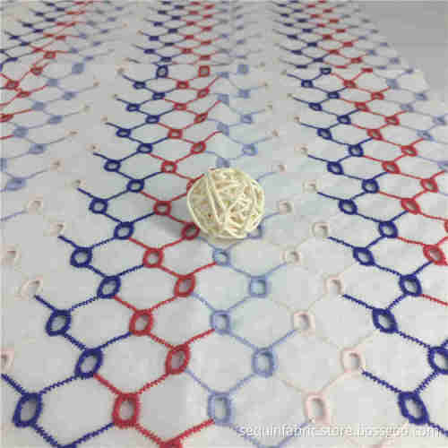 Factory direct Flower multi color embroidery fabric cotton